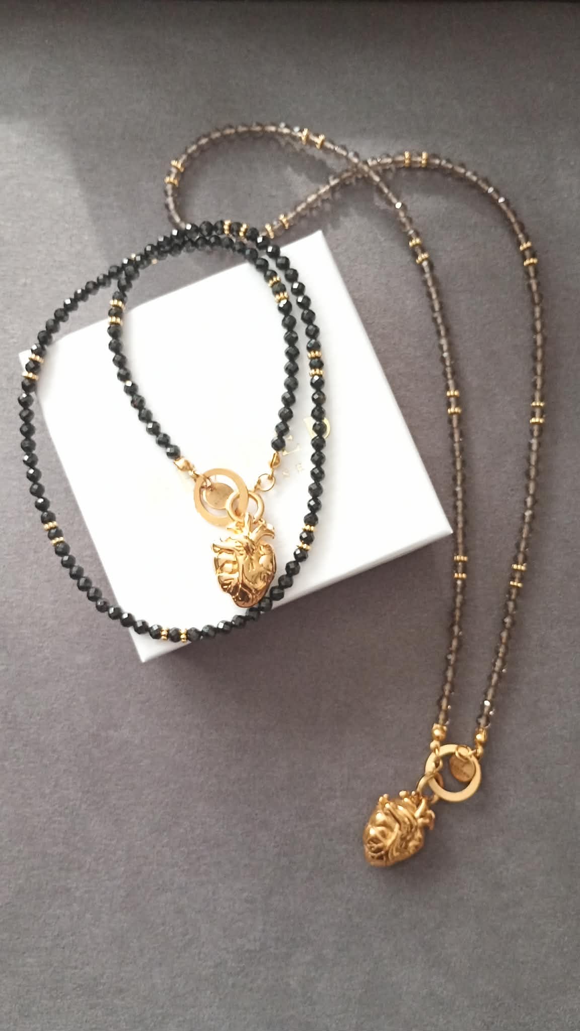 HEART-LED BLACK SPINEL NECKLACE