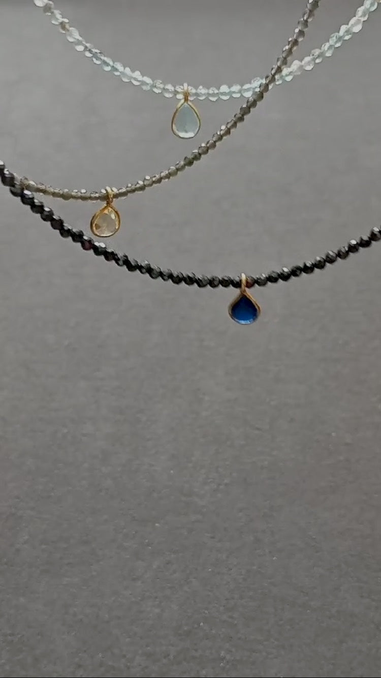DROP nº3 NECKLACE (black spinel and blue sapphire)