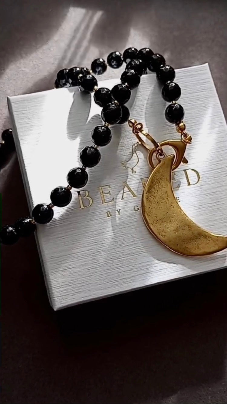 BLACK CRESCENT NECKLACE
