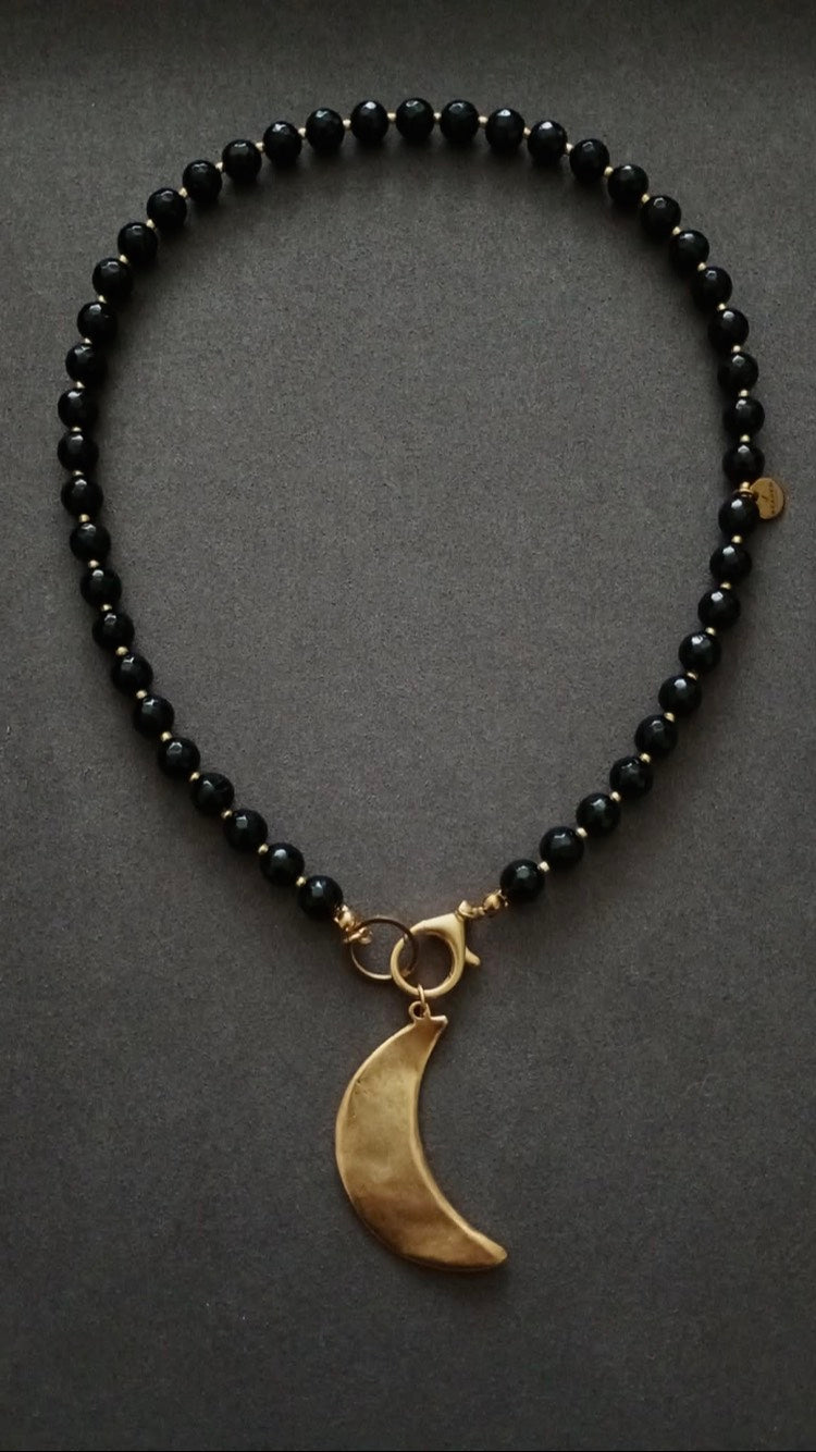 BLACK CRESCENT NECKLACE