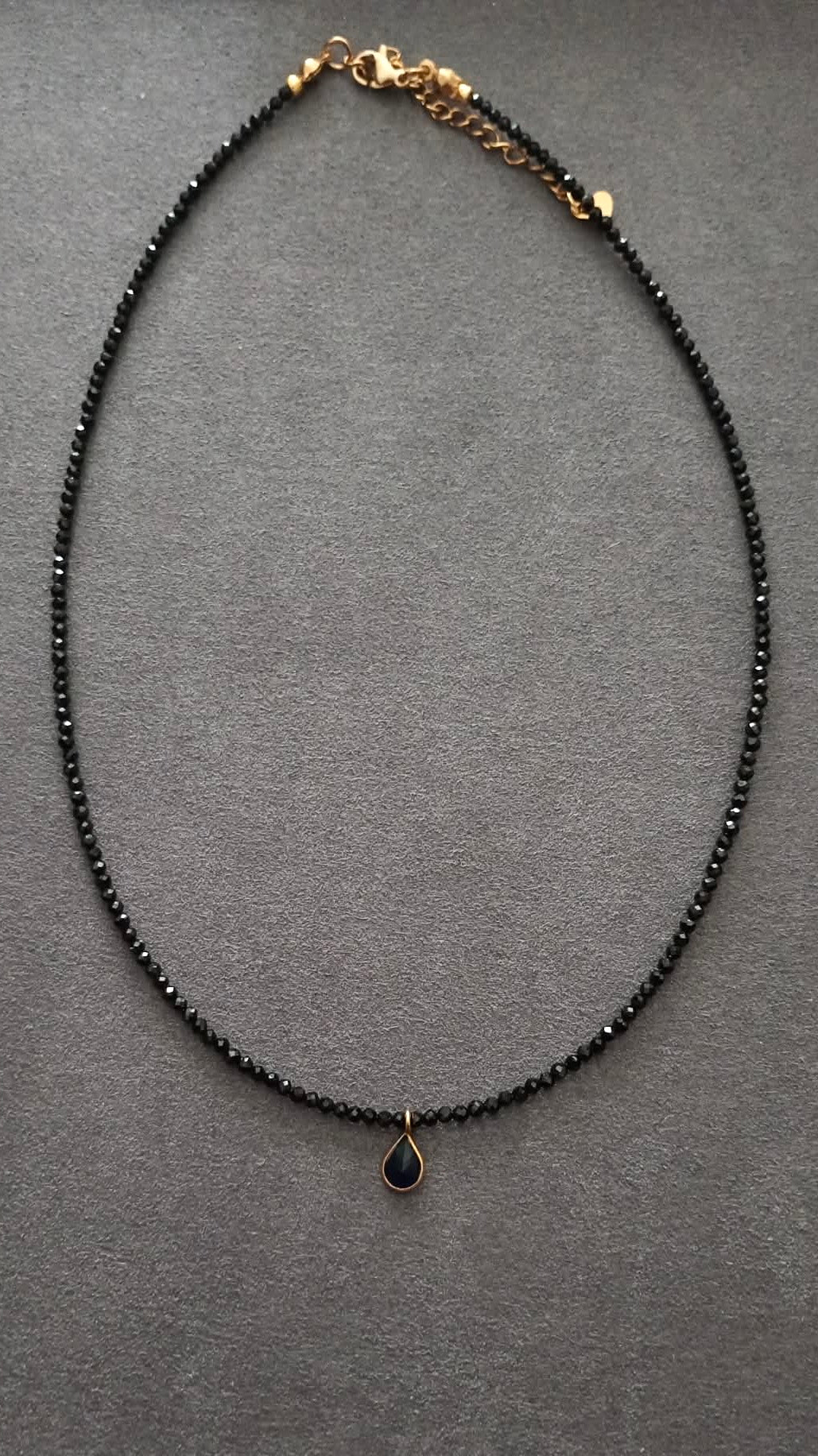 DROP nº3 NECKLACE (black spinel and blue sapphire)