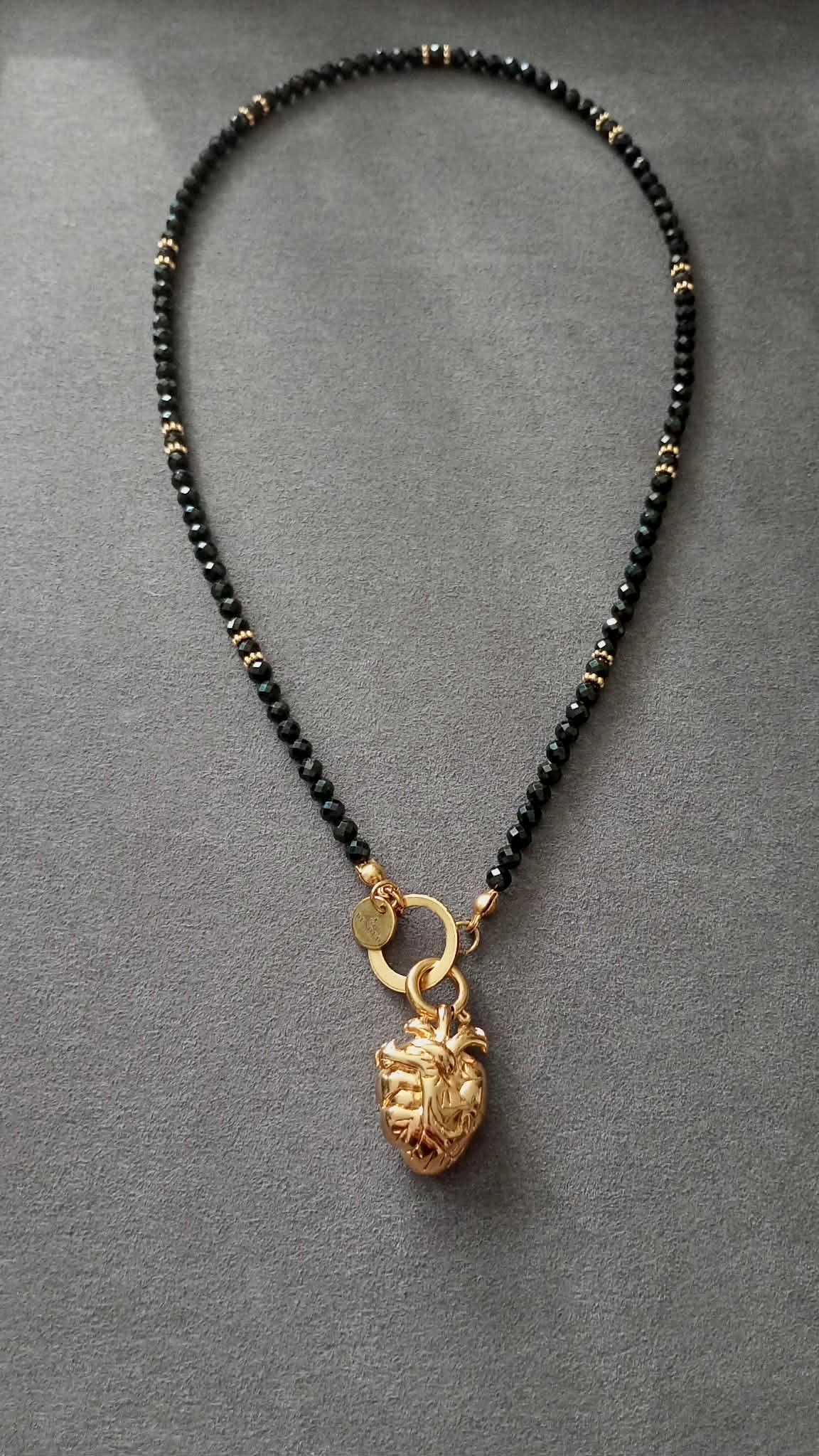 HEART-LED BLACK SPINEL NECKLACE