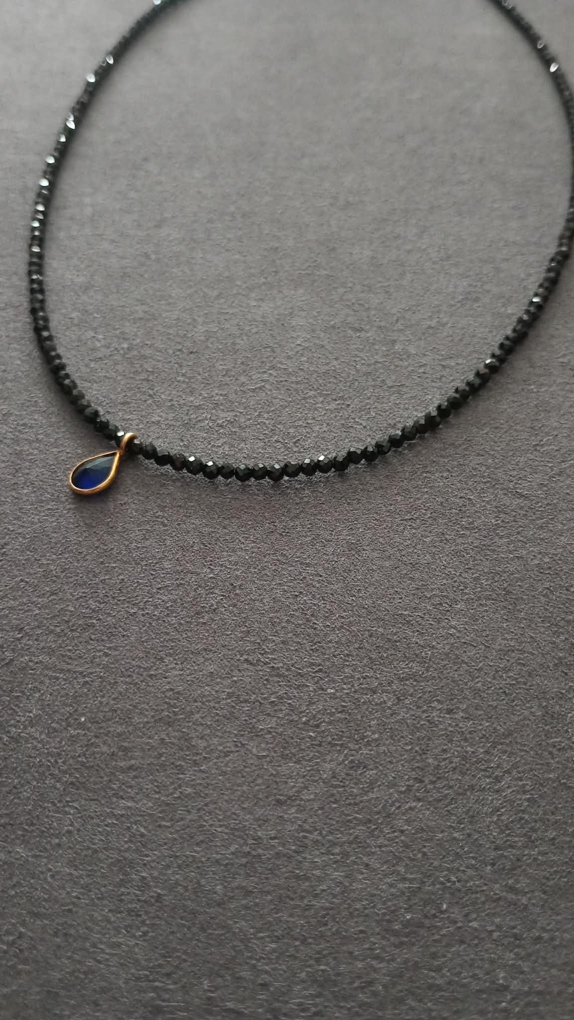 DROP nº3 NECKLACE (black spinel and blue sapphire)