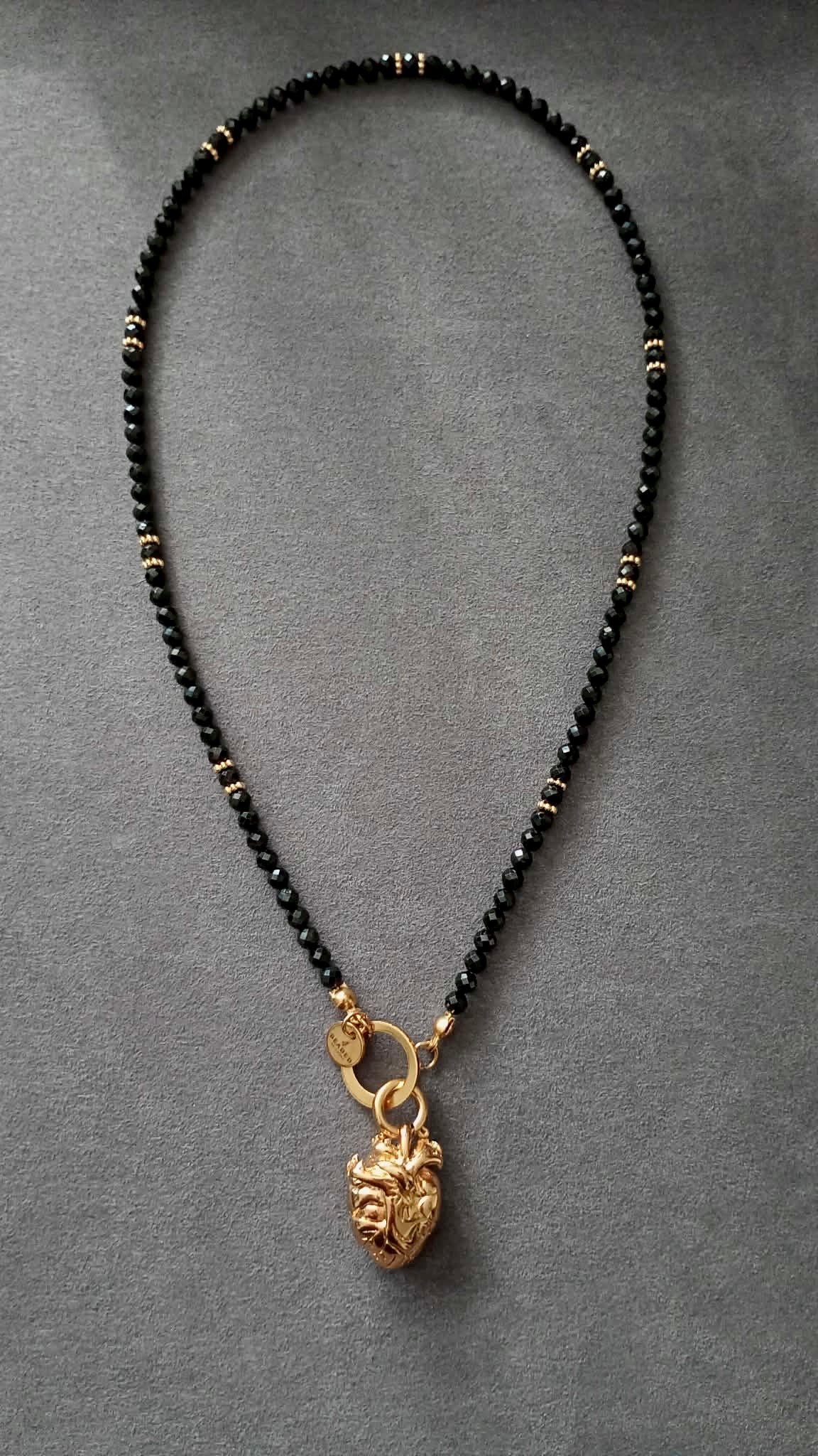 HEART-LED BLACK SPINEL NECKLACE