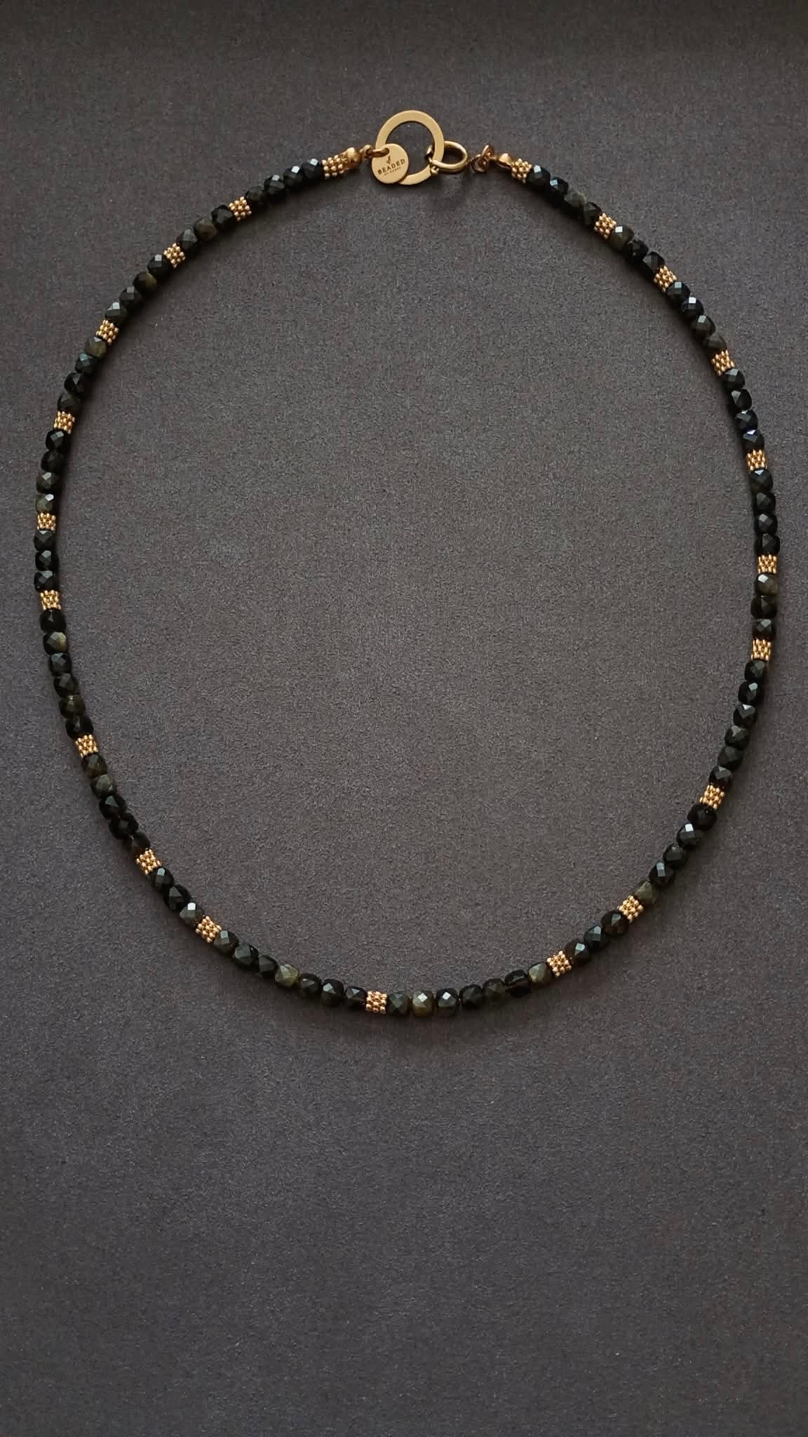 AVA GOLDEN SHEEN BLACK OBSIDIAN NECKLACE
