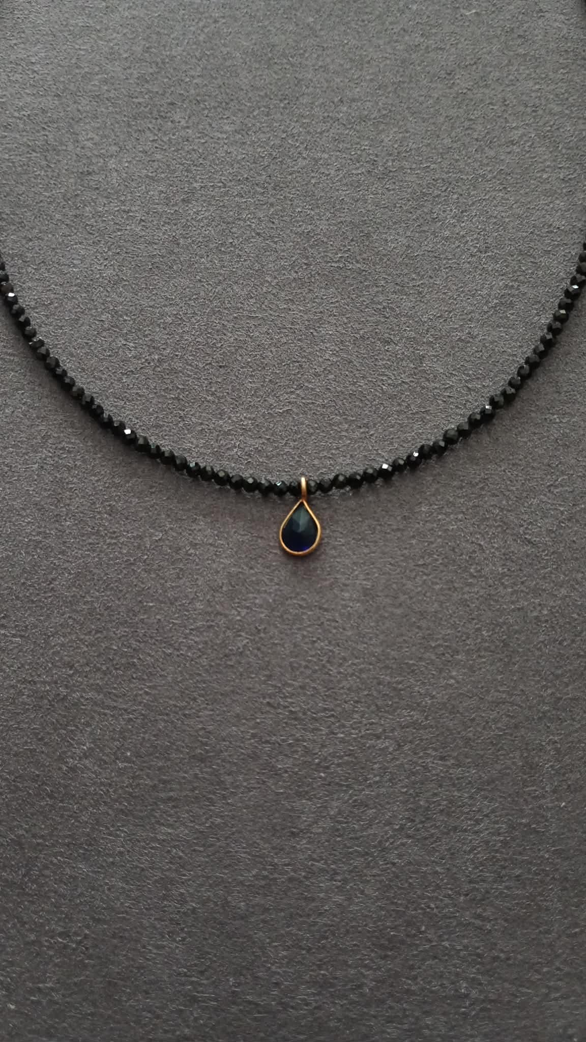 DROP nº3 NECKLACE (black spinel and blue sapphire)