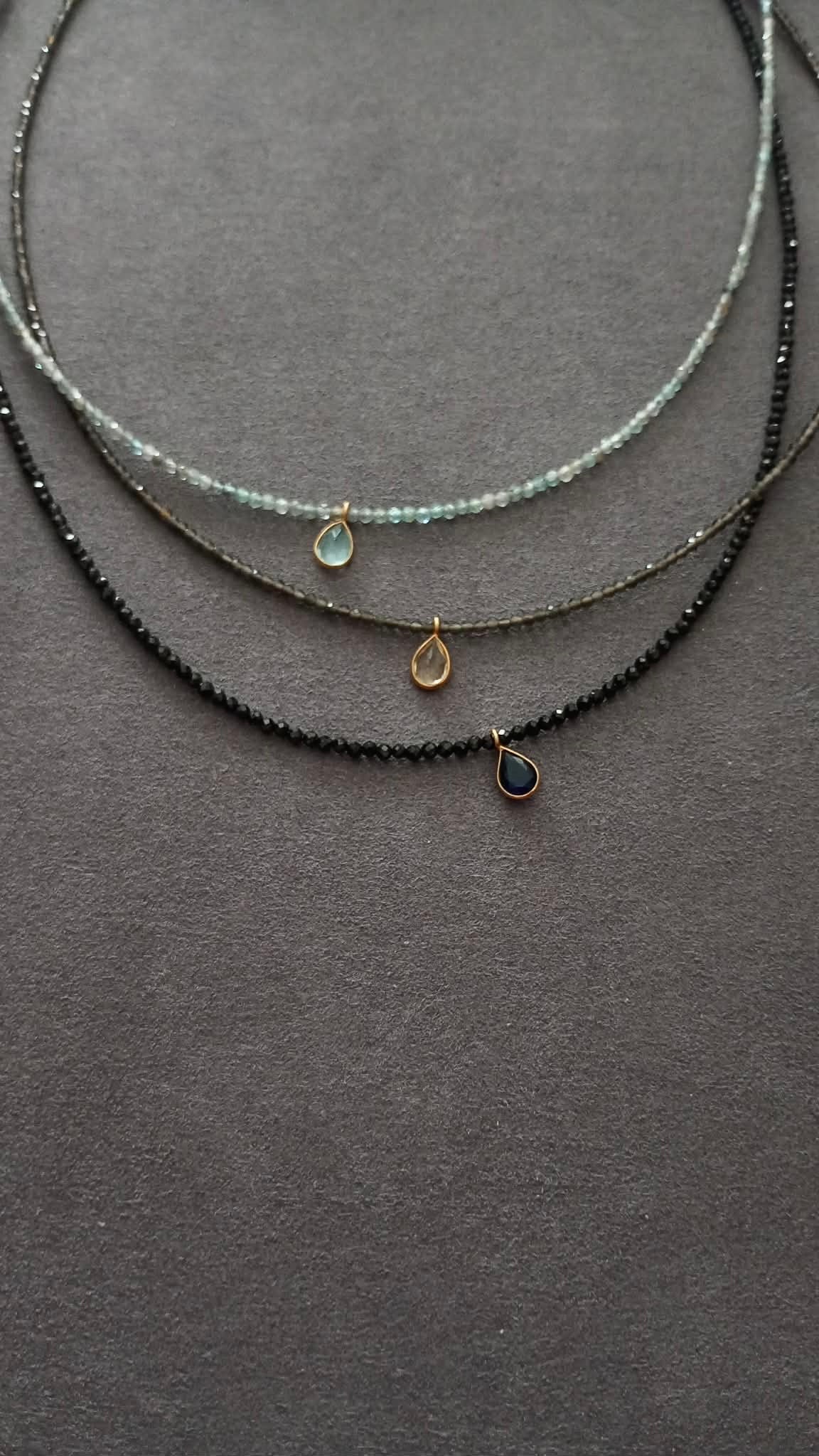 DROP nº2 NECKLACE (blue apatite and blue topaz)