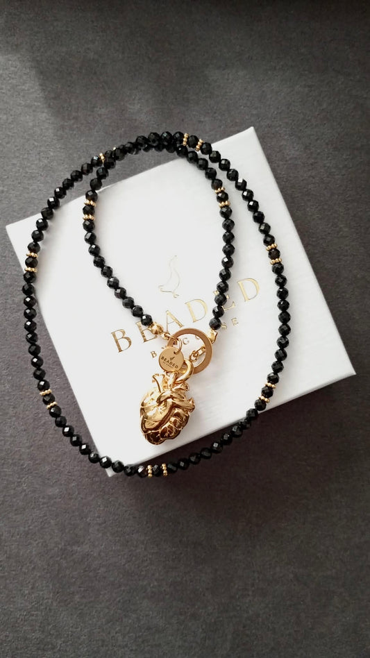 HEART-LED BLACK SPINEL NECKLACE