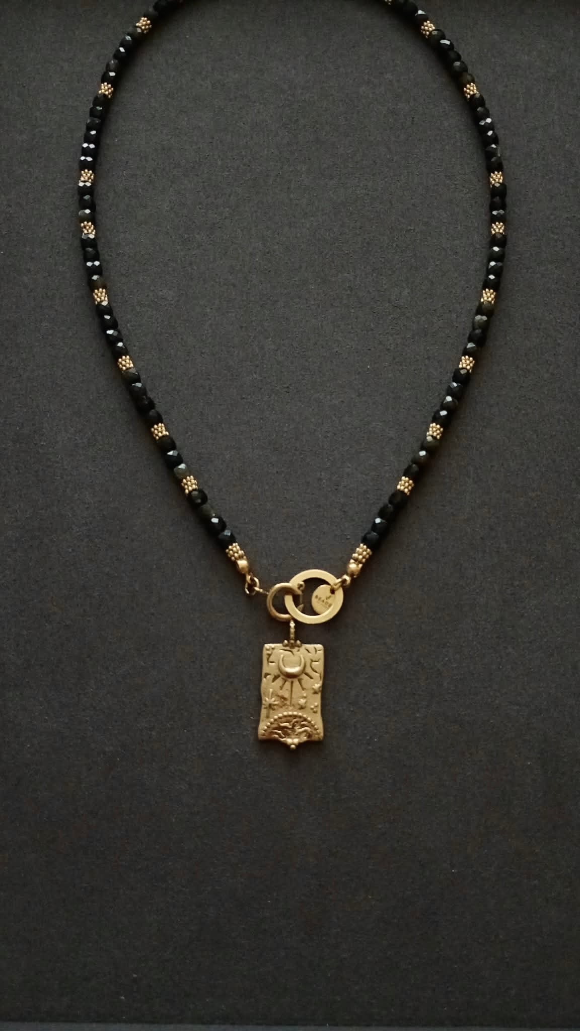 AVA GOLDEN SHEEN BLACK OBSIDIAN NECKLACE