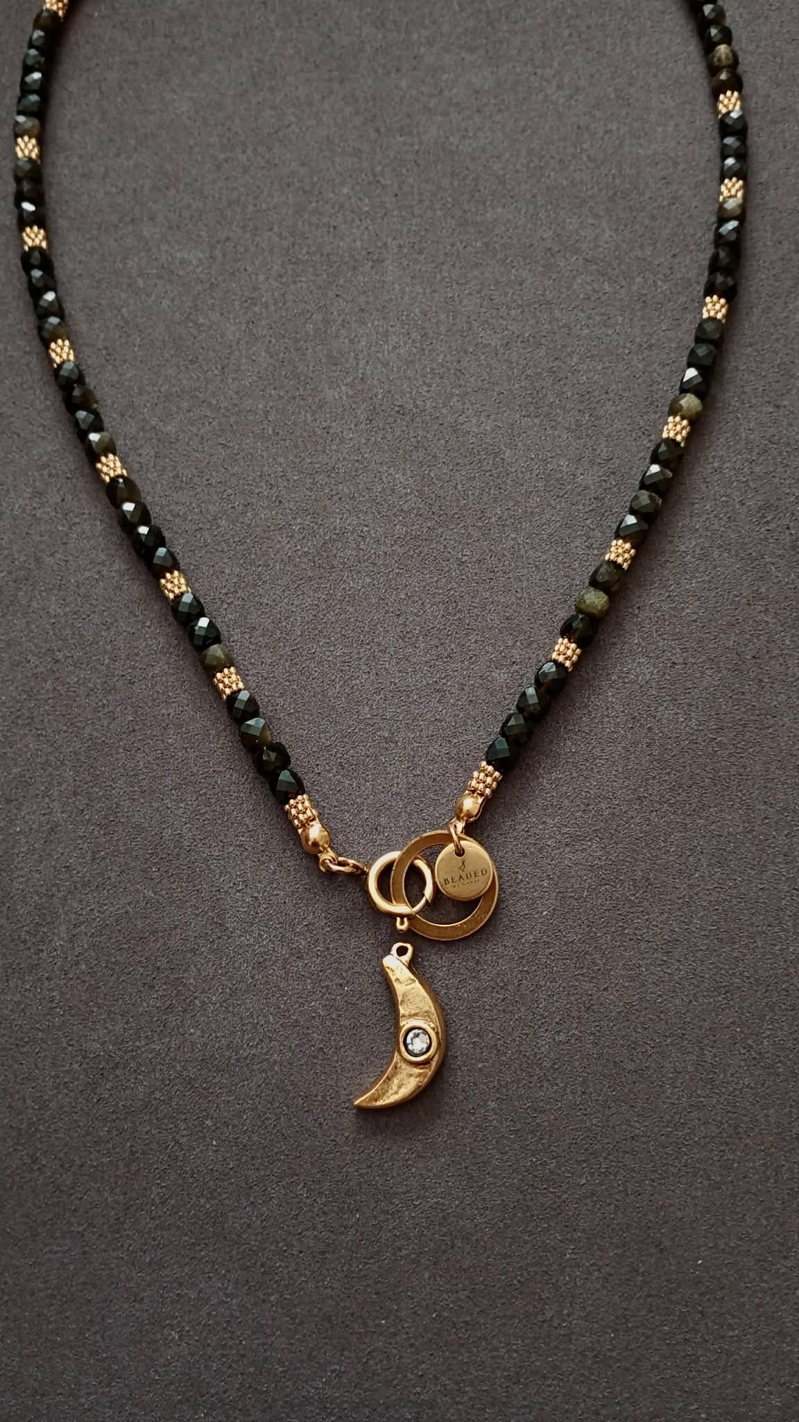 AVA GOLDEN SHEEN BLACK OBSIDIAN NECKLACE
