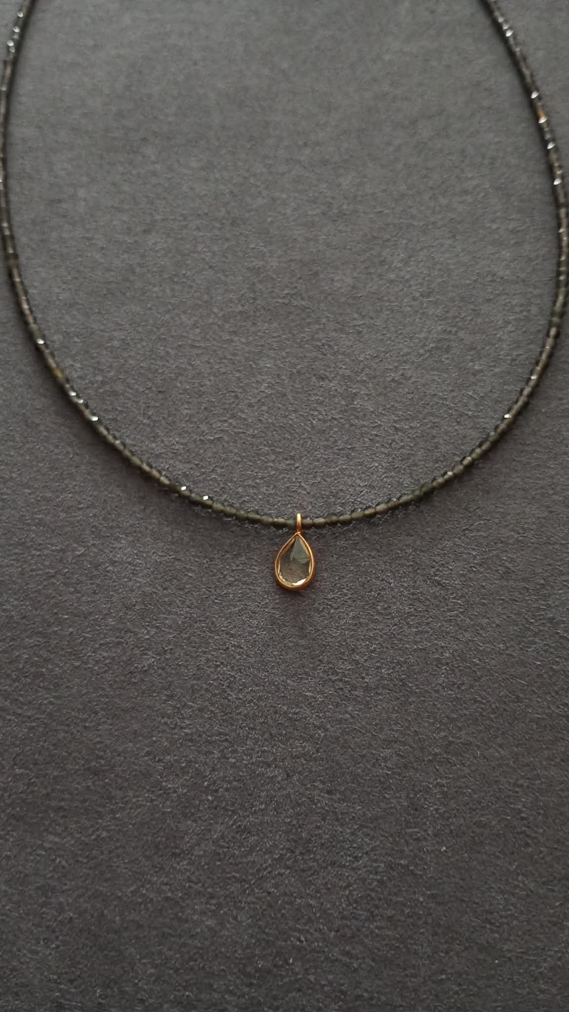 DROP nº1 NECKLACE (ice obsidian and citrine)