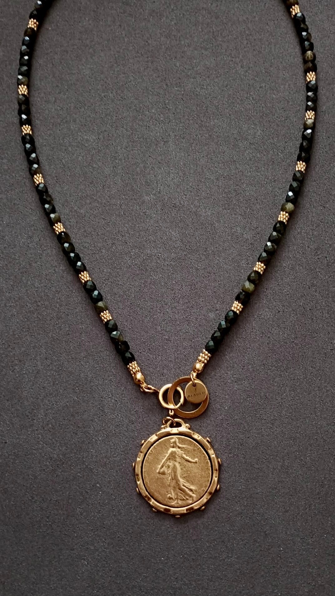 AVA GOLDEN SHEEN BLACK OBSIDIAN NECKLACE