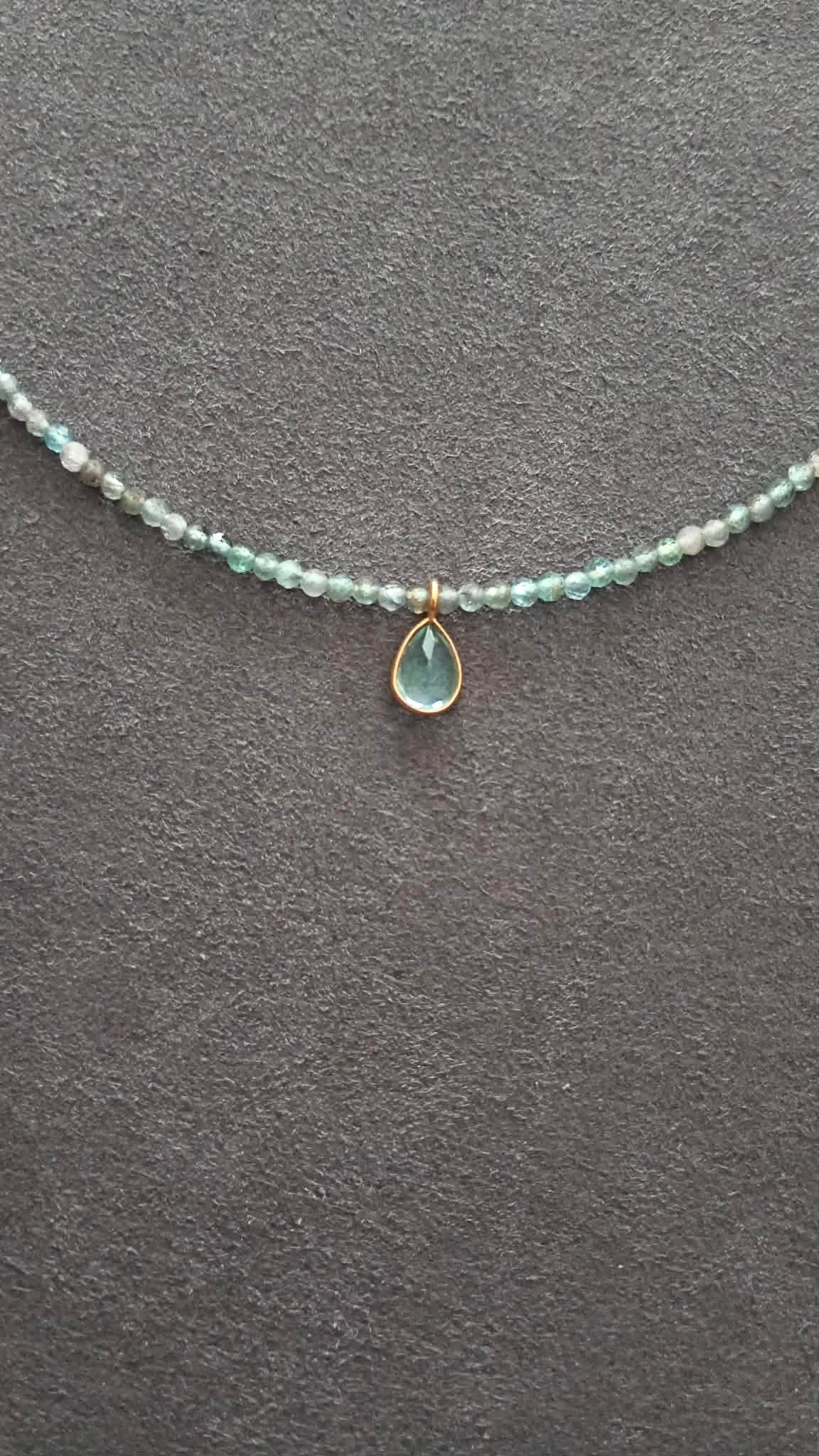 DROP nº2 NECKLACE (blue apatite and blue topaz)