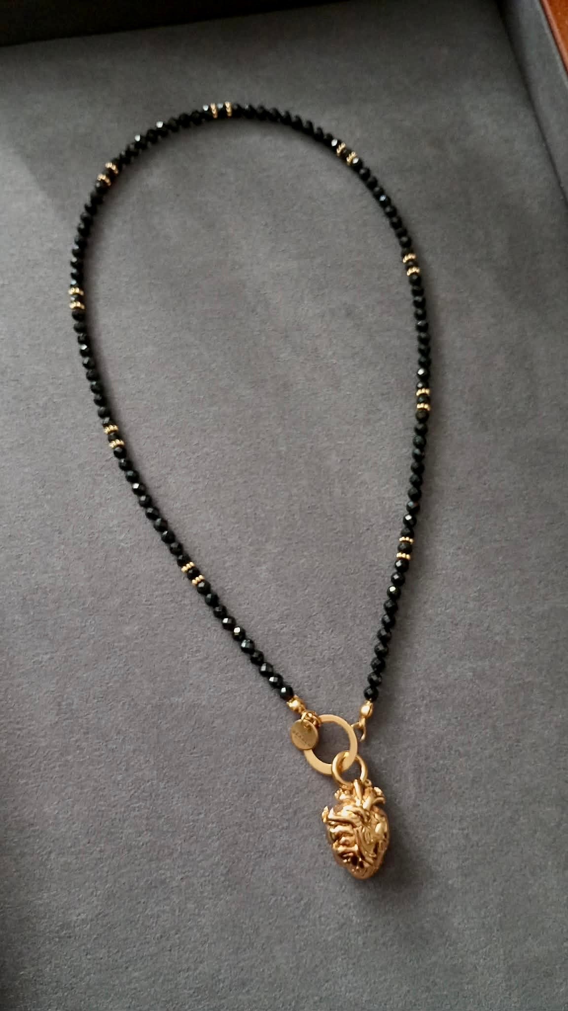 HEART-LED BLACK SPINEL NECKLACE