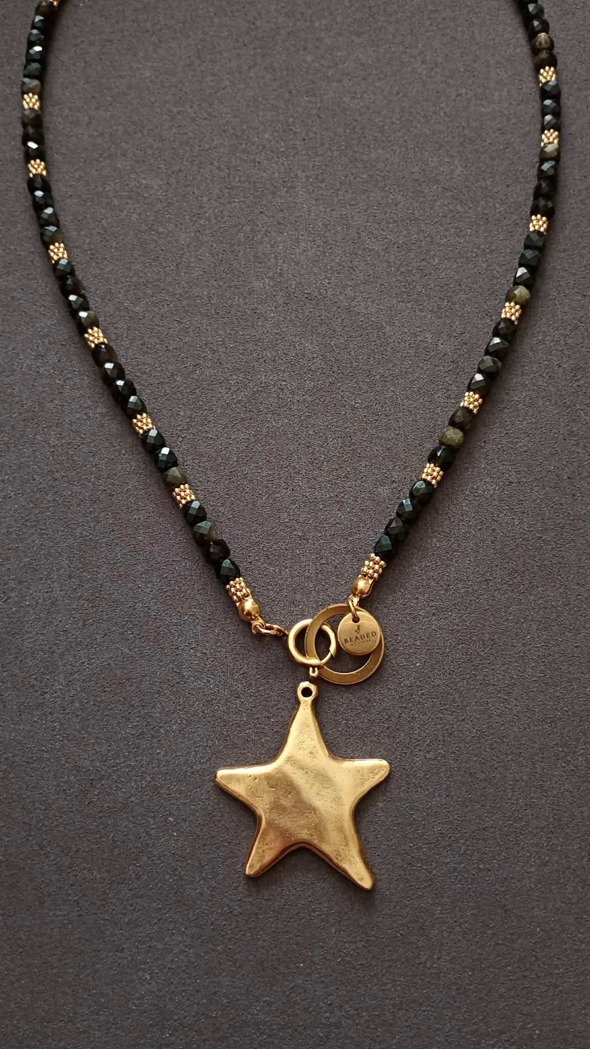 AVA GOLDEN SHEEN BLACK OBSIDIAN NECKLACE