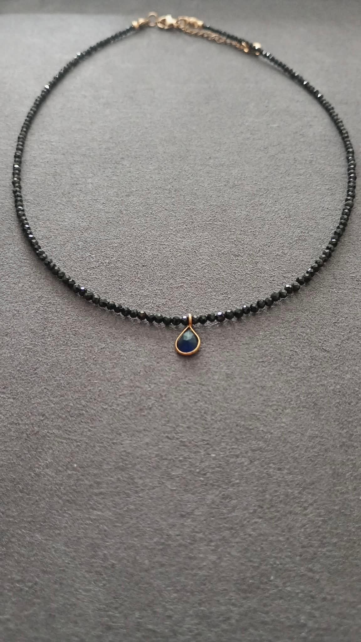 DROP nº3 NECKLACE (black spinel and blue sapphire)