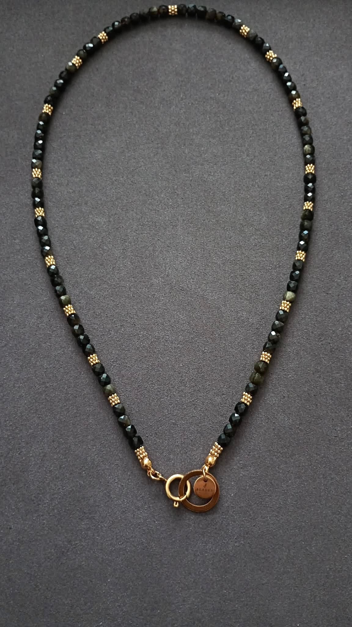 AVA GOLDEN SHEEN BLACK OBSIDIAN NECKLACE