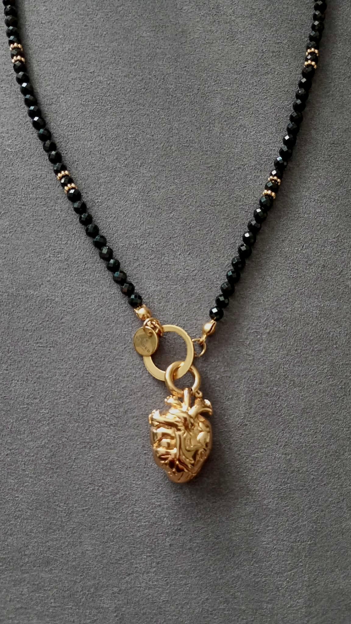 HEART-LED BLACK SPINEL NECKLACE