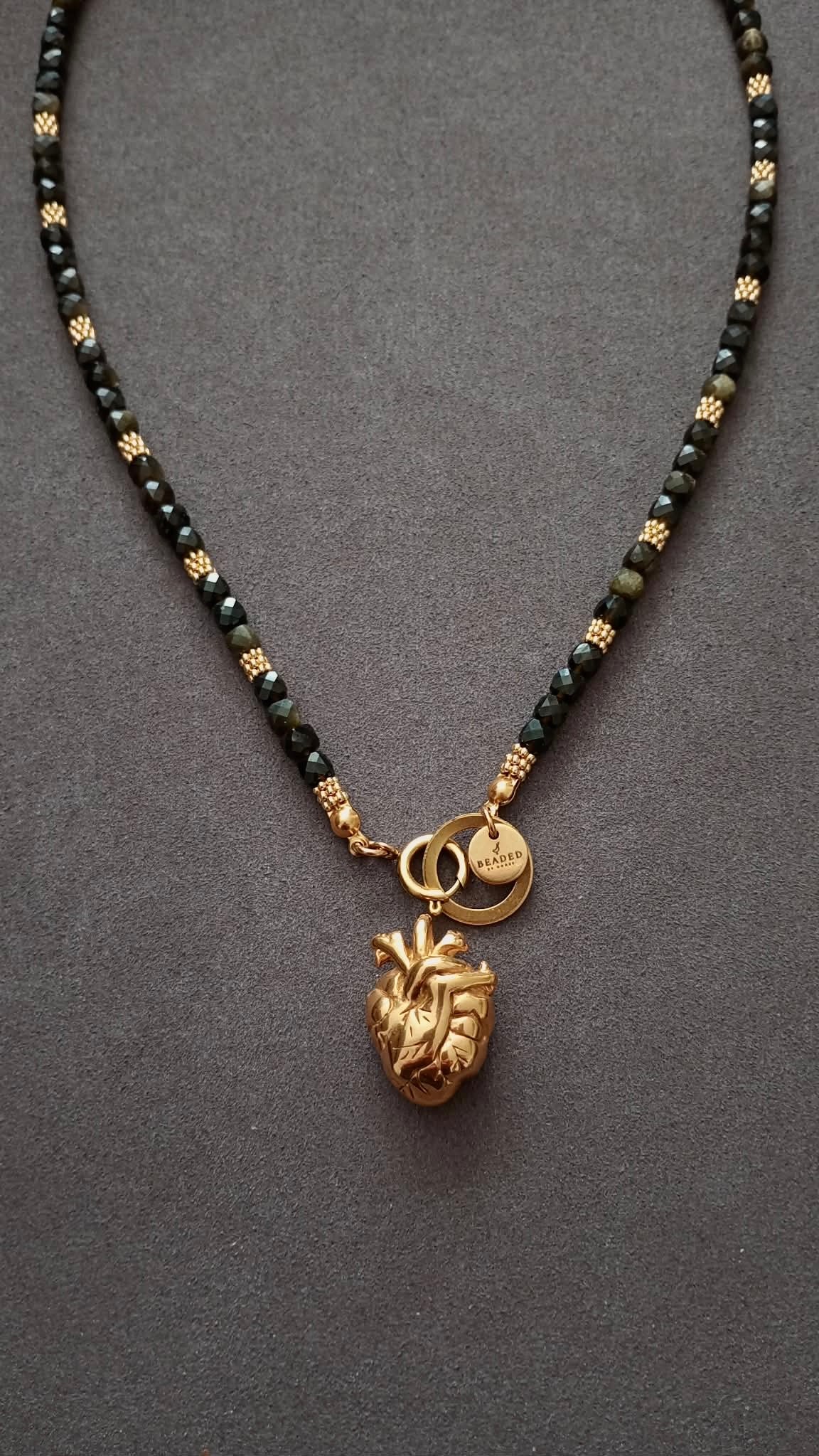 AVA GOLDEN SHEEN BLACK OBSIDIAN NECKLACE